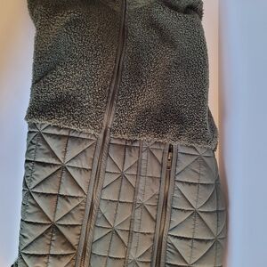 Style & Co. Quilted & Sherpa Zip Front Vest in Olive Green